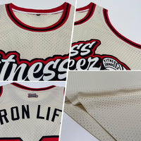 Custom Basketball Jersey - Cream Red-Black Authentic Throwback