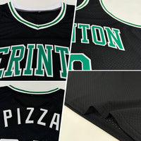 Custom Basketball Jersey - Black Kelly Green-White Authentic Throwback