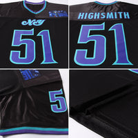Custom Football Jersey - Black Purple-Aqua Mesh Authentic Throwback