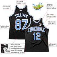 Custom Basketball Jersey - Black Light Blue-White Authentic Throwback