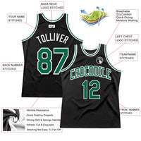 Custom Basketball Jersey - Black Kelly Green-White Authentic Throwback