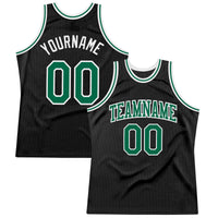 Custom Basketball Jersey - Black Kelly Green-White Authentic Throwback