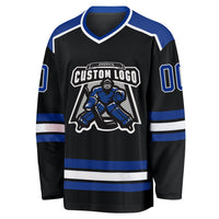 Custom Hockey Jersey - Black Royal-White