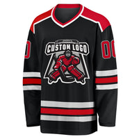 Custom Hockey Jersey - Black Red-White