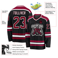 Custom Hockey Jersey - Black Maroon-White