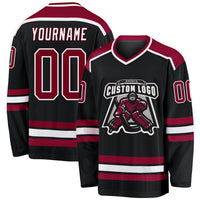 Custom Hockey Jersey - Black Maroon-White