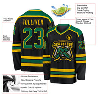 Custom Hockey Jersey - Black Kelly Green-Gold