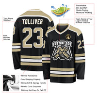 Custom Hockey Jersey - Black Vegas Gold-White