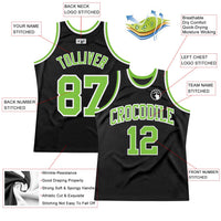 Custom Basketball Jersey - Black Neon Green-White Authentic Throwback