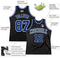 Custom Basketball Jersey - Black Royal-White Authentic Throwback