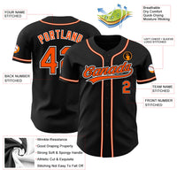 Custom Baseball Jersey - Black Orange-White Authentic