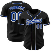 Custom Baseball Jersey - Black Royal-White Authentic