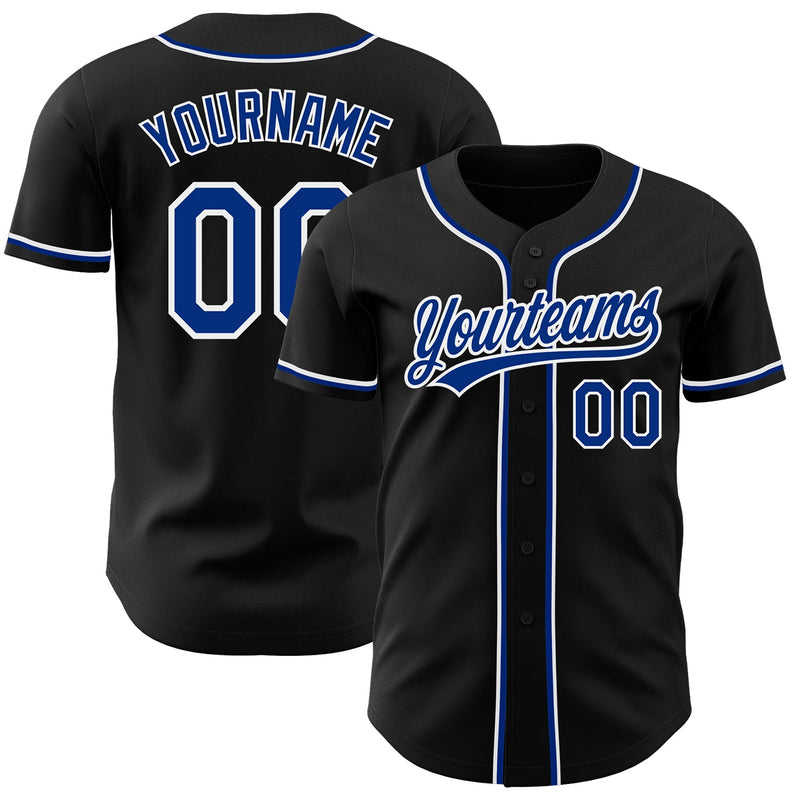 Custom Baseball Jersey - Black Royal-White Authentic