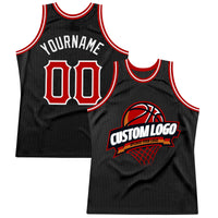 Custom Basketball Jersey - Black Red-White Authentic Throwback