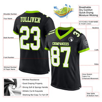 Custom Football Jersey - Black White-Neon Green Mesh Authentic
