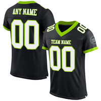 Custom Football Jersey - Black White-Neon Green Mesh Authentic