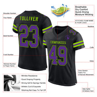 Custom Football Jersey - Black Purple-Neon Green Mesh Authentic
