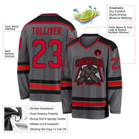 Custom Hockey Jersey - Steel Gray Red-Black