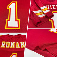 Custom Football Jersey - Scarlet White-Gold Mesh Authentic