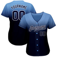 Custom Baseball Jersey - Light Blue Navy-White Authentic Fade Fashion