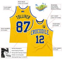 Custom Basketball Jersey - Gold Royal-White Authentic Throwback