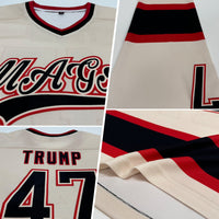 Custom Hockey Jersey - Cream Black-Red