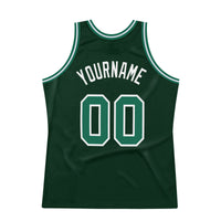 Custom Basketball Jersey - Hunter Green Kelly Green-White Authentic Throwback