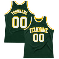 Custom Basketball Jersey - Hunter Green White-Gold Authentic Throwback