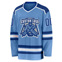 Custom Hockey Jersey - Light Blue Royal-White