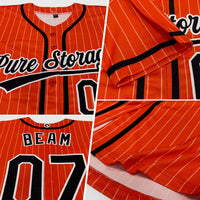 Custom Baseball Jersey - Orange White Pinstripe Black Authentic