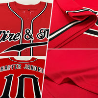 Custom Baseball Jersey - Red Black-White Authentic