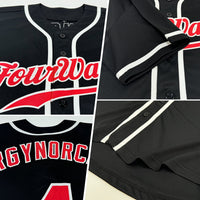 Custom Baseball Jersey - Black Red-White Authentic