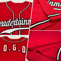 Custom Baseball Jersey - Red White-Black Authentic
