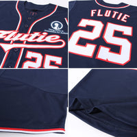 Custom Baseball Jersey - Navy White-Red Authentic