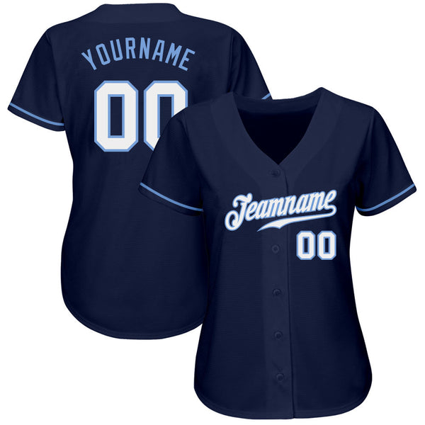 Custom Baseball Jersey - Navy White-Light Blue Authentic