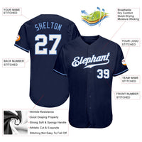 Custom Baseball Jersey - Navy White-Light Blue Authentic