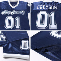 Custom Football Jersey - Navy White-Gray Mesh Authentic Throwback