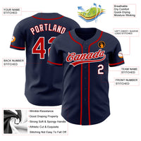 Custom Baseball Jersey - Navy Red-White Authentic