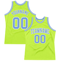 Custom Basketball Jersey - Neon Green Light Blue-White Authentic Throwback