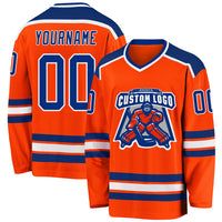 Custom Hockey Jersey - Orange Royal-White