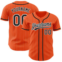 Custom Baseball Jersey - Orange White Pinstripe Black Authentic