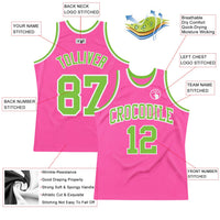 Custom Basketball Jersey - Pink Neon Green-White Authentic Throwback