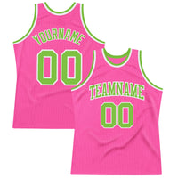 Custom Basketball Jersey - Pink Neon Green-White Authentic Throwback