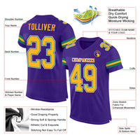 Custom Football Jersey - Purple Gold-Kelly Green Mesh Authentic