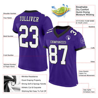 Custom Football Jersey - Purple White-Black Mesh Authentic