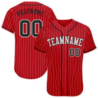 Custom Baseball Jersey - Red White Pinstripe Black-White Authentic