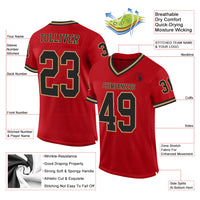Custom Football Jersey - Red Black-Old Gold Mesh Authentic Throwback