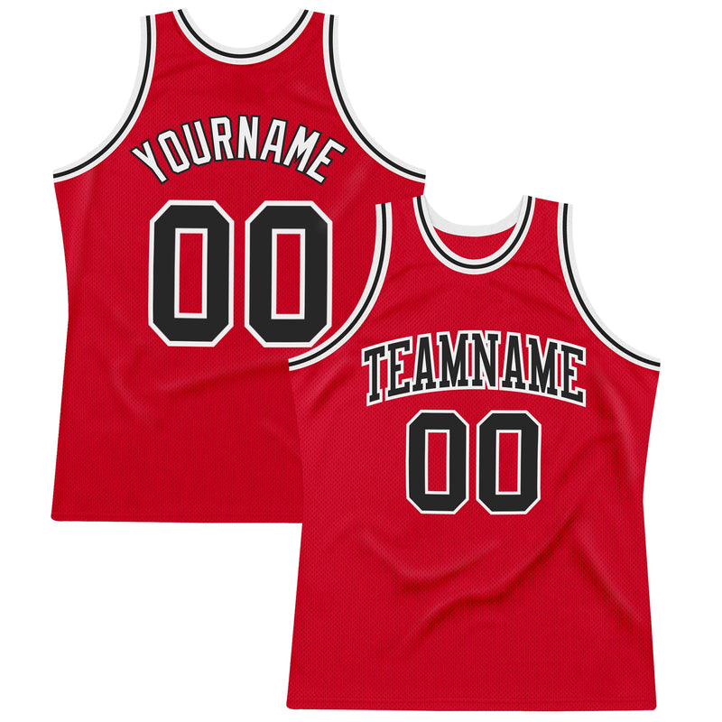 Custom Basketball Jersey - Red Black-White Authentic Throwback