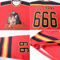 Custom Hockey Jersey - Red Black-Gold