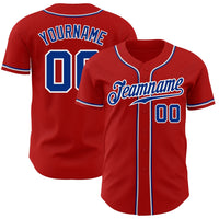 Custom Baseball Jersey - Red Royal-White Authentic